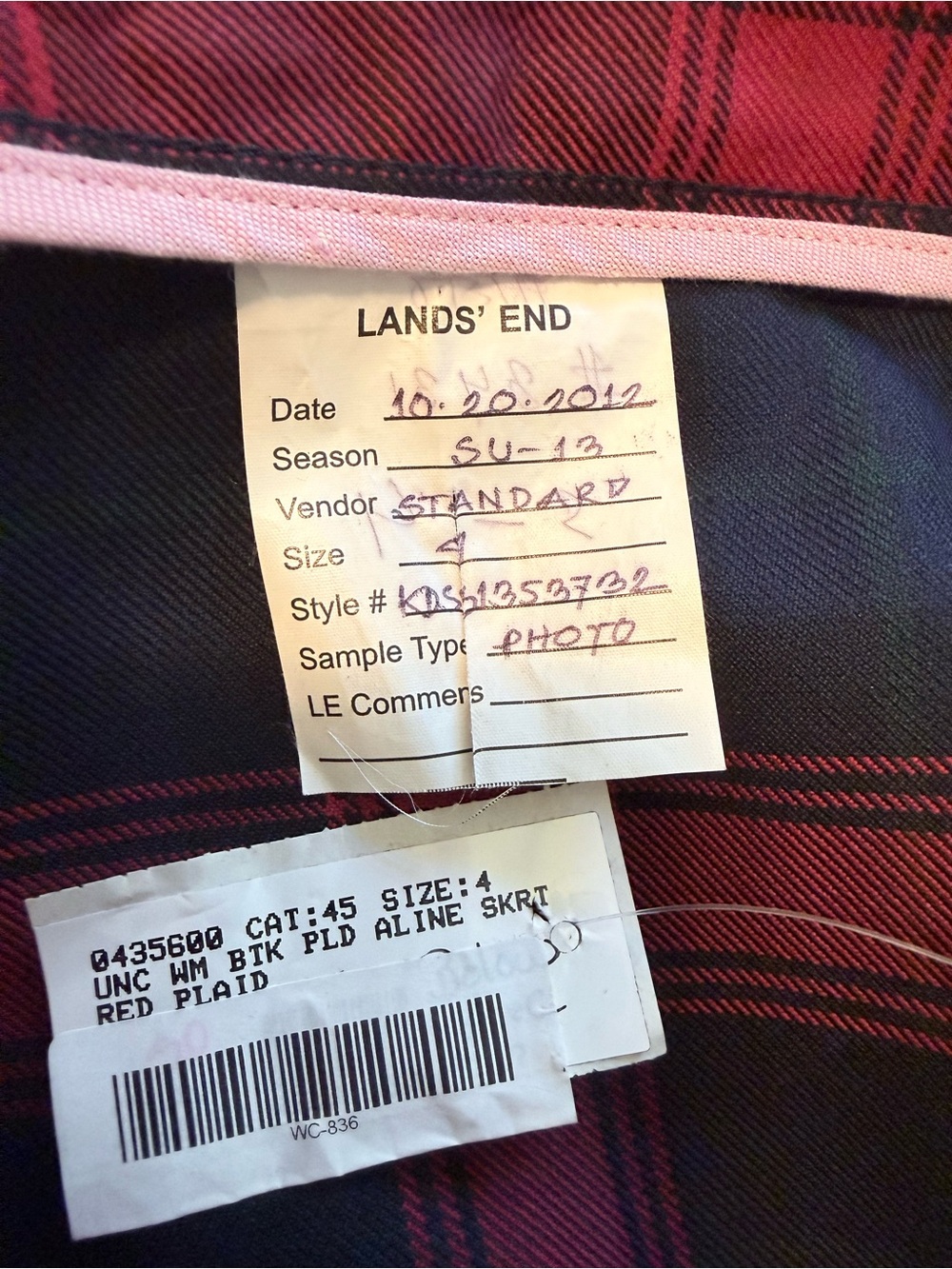 Lands' End Red and Black Plaid A-Line Skirt - Picture 4 of 4